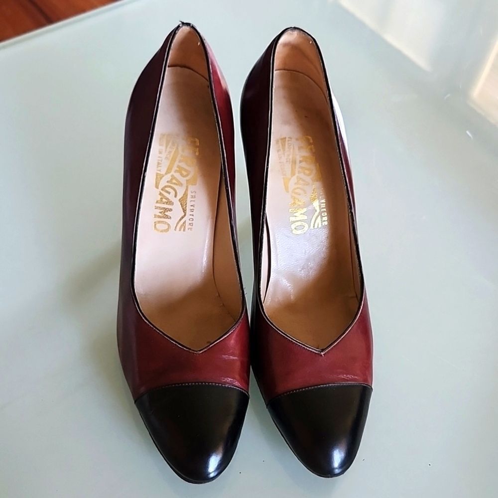 Ferragamo Leather Heels Quiet Luxury Retro Elegance 🚨Office Siren Size 7